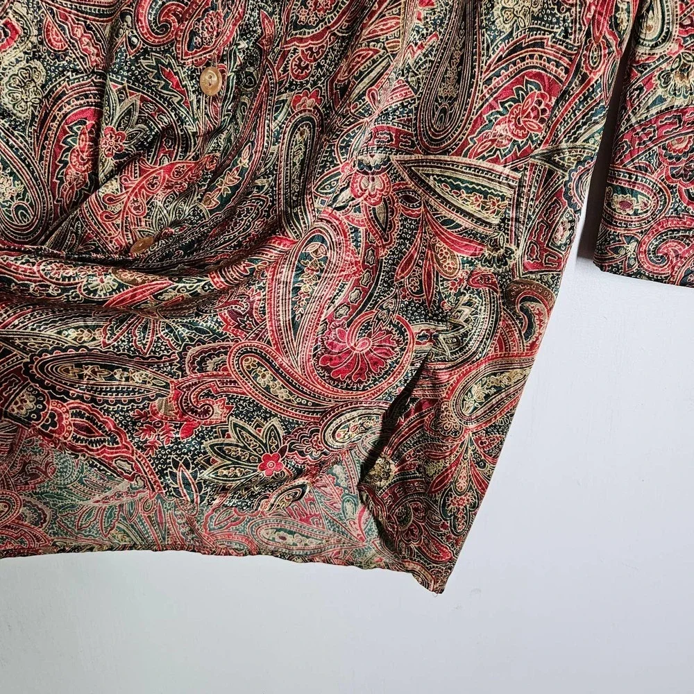 Vintage 90s Victoria's Secret 2pc Sleepshirt Kimono Robe XS OS Paisley Satin Set